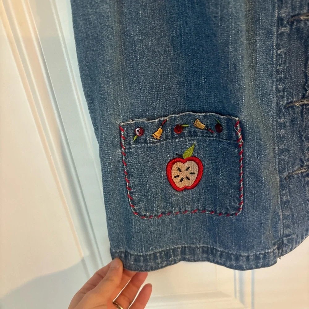 Christopher & Banks Denim Shirt Jacket - Blue. Teacher/school themed embroidery - Picture 3 of 7